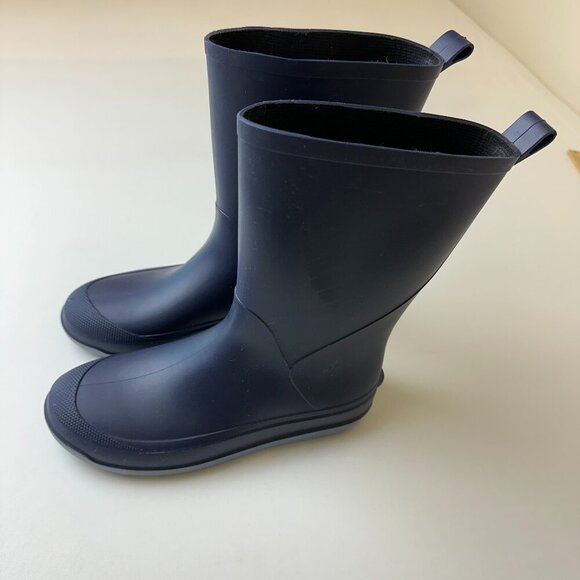 Cat & Jack Boots Kids Size 5 Navy Blue Waterproof Rubber Rain Shoes Pull On - Picture 1 of 9